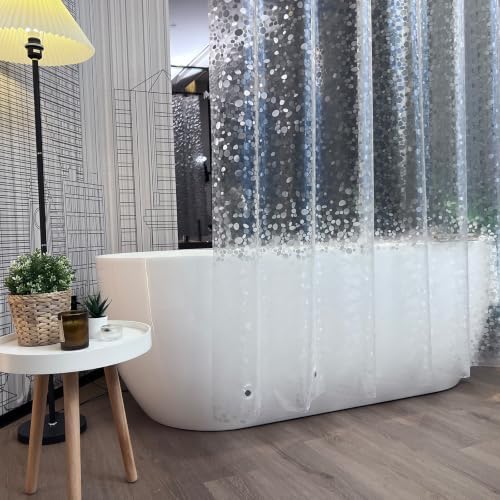 EurCross 72 x 96 inch Extra Long Shower Curtain Liner with 3D Pebble Design, 11G EVA Heavy Duty Plastic Clear Shower Liner Curtains for Bathroom with 5 Magnets