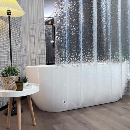 EurCross 72 x 96 inch Extra Long Shower Curtain Liner with 3D Pebble Design, 11G EVA Heavy Duty Plastic Clear Shower Liner Curtains for Bathroom with 5 Magnets