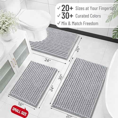 OLANLY Bathroom Runner Rugs 47x24, Thick Soft Absorbent Chenille Bath Rugs