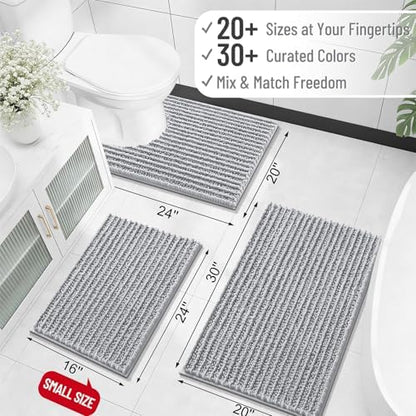 OLANLY Bathroom Runner Rugs 47x24, Thick Soft Absorbent Chenille Bath Rugs