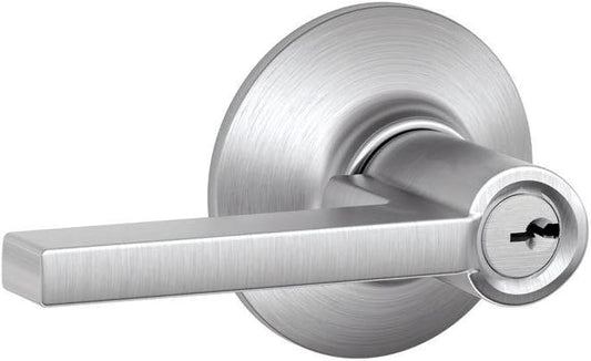 SCHLAGE F51A LAT 626 Latitude Lever Keyed Entry Lock, Satin Chrome 2.7 x 5.2 x 2.8
