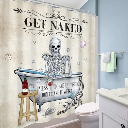 Skull Skeleton Halloween Gothic Spooky Cool Bathroom Shower Curtain Set