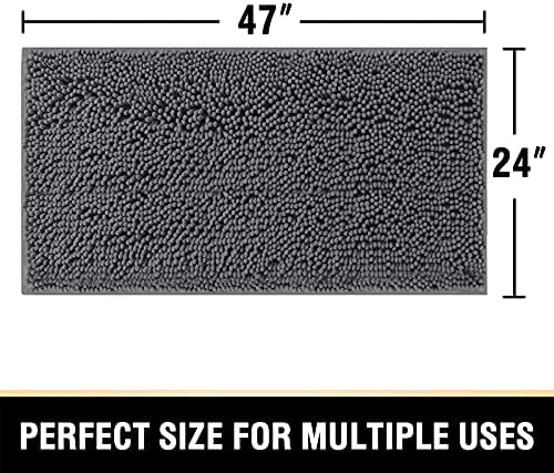 H.VERSAILTEX Bathroom Rugs for Bathroom Non Slip Luxury Chenille Runner Rug 24x47 Extra Soft and Absorbent Shaggy Rugs Washable Dry Fast Area Carpet Mats for Bath Room, Tub - Grey