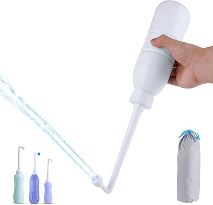 Hibbent Portable Bidet for Travel, Handheld Travel Bidet for Personal Hygiene Care, Personal Cleansing Use, Extended Nozzle, 21.8oz(620ml) , White