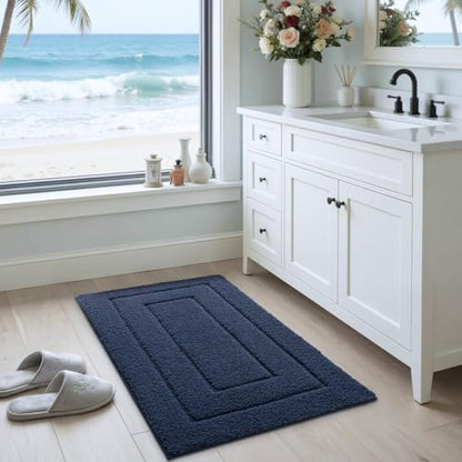 DEXI Bathroom Rugs 24x16, Non-Slip and Absorbent Bath Mat, Navy
