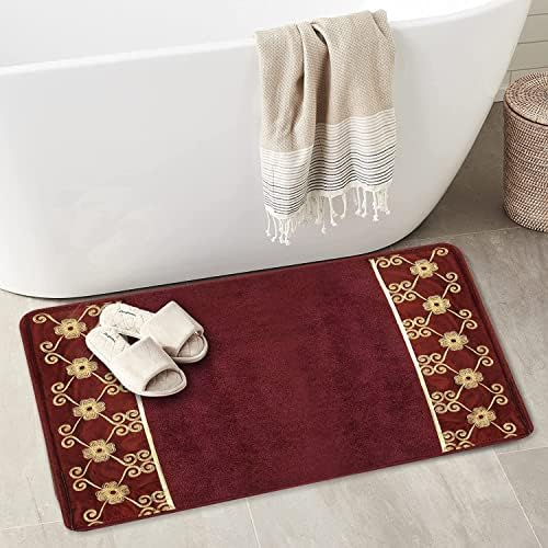 Zahari Home Elegant Rose Classic Bathroom Rug Modern Bath Rug Luxury Contemporary Decor Beautiful Shower Mat Unique Design Stylish Bathroom Runner Rug Bath Shower Tub Décor