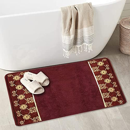 Zahari Home Elegant Rose Classic Bathroom Rug Modern Bath Rug Luxury Contemporary Decor Beautiful Shower Mat Unique Design Stylish Bathroom Runner Rug Bath Shower Tub Décor
