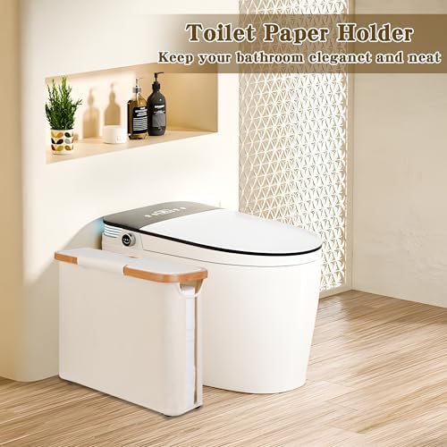 Toilet Paper Storage Basket with Lid - The Ultimate Bathroom Organizer, Free Standing Toilet Paper Holder for Up to 9 Mega Rolls, Toilet Tissue Storage Bin with Handle for RV Closet, Beige