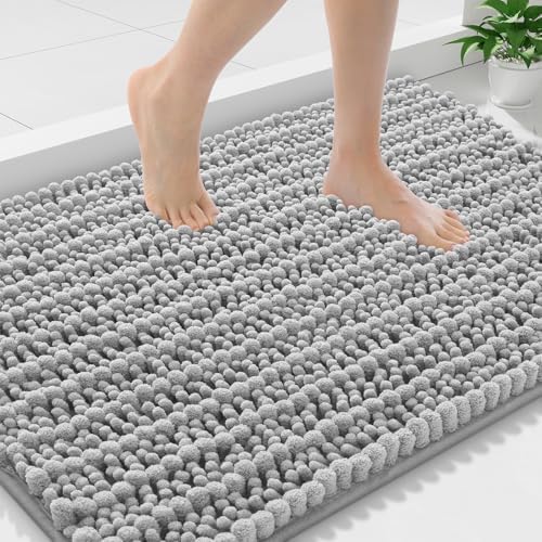 Smiry Bathroom Rugs 30X20, Extra Soft Rubber Backing Chenille Bath Mats