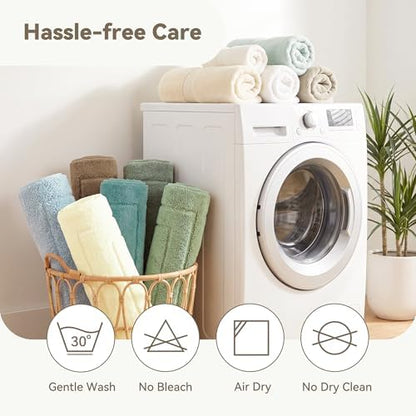 GRANNY SAYS Ivory Bathroom Rug 16" x 24", Non-Slip Microfiber Bath Mat
