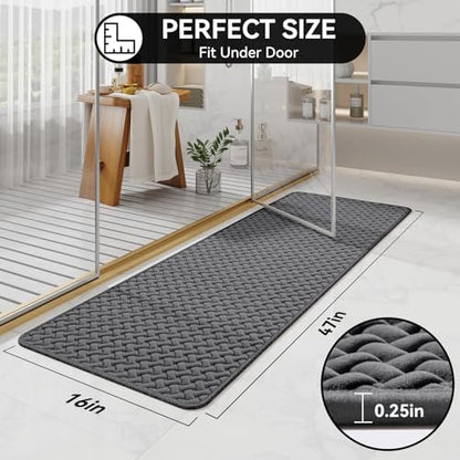 YDKGL Bathroom Runner Non Slip, Foam Weave Texture Bath Mat, Grey 16x47