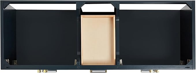 ARIEL Stafford 60-inch Bathroom Vanity Base Cabinet,Solid Wood, 4 Soft Closing Doors, 6 Dovetail Drawers, Satin Brass, Midnight Blue