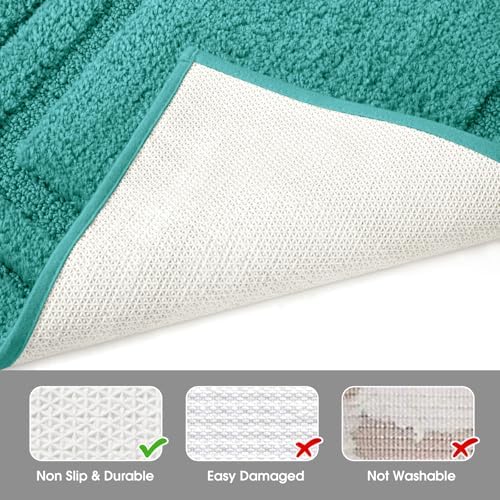 HOMEIDEAS Bathroom Rugs Sets 2 Piece, Super Soft Non Slip Bath Mat Teal