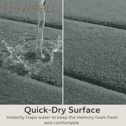 Neween Bathroom Rugs Set 2 Piece, Absorbent Memory Foam Bath Mat, Dark Grey