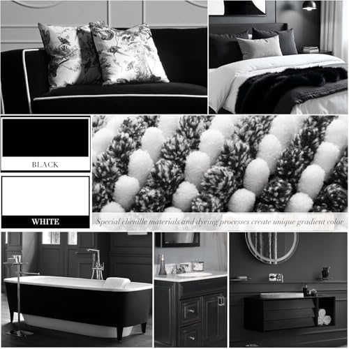 BSICPRO Bathroom Rugs Sets 2 Piece, Non Slip Striped Bath Mats, Black