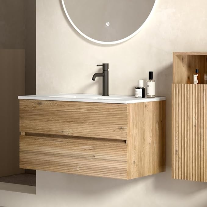 36'' Floating Bathroom Vanity with Sink Combo, Modern Bathroom Cabinet with 2-Soft Close & Large Storage Drawers, for Bath, Apartment, Hotel, Rough Oak