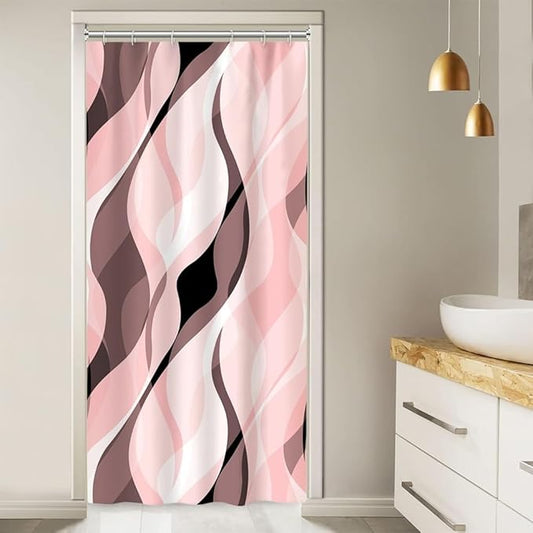 Stall Shower Curtain, Small Pink and Grey Shower Curtain Set for Bathroom Modern Waterproof Shower Curtain Set with Hooks, 36x72 Inch