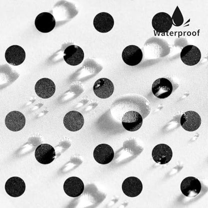 Polka Dots Shower Curtain, Black White Waterproof Fabric Shower Curtain for Bathroom with Modern Abstract Geometric Circle Bath Curtain Decor with Hooks, Machine Washable, 60''Wx72''L