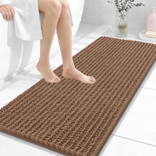 OLANLY Bathroom Runner Rugs 47x20, Thick Soft Absorbent Chenille Bath Rugs