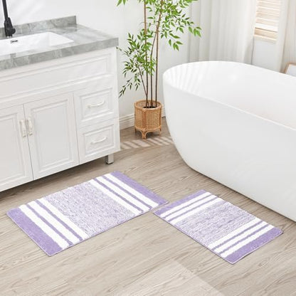 CozeCube Purple Striped 32"x20" Non Slip Washable Bath Mat