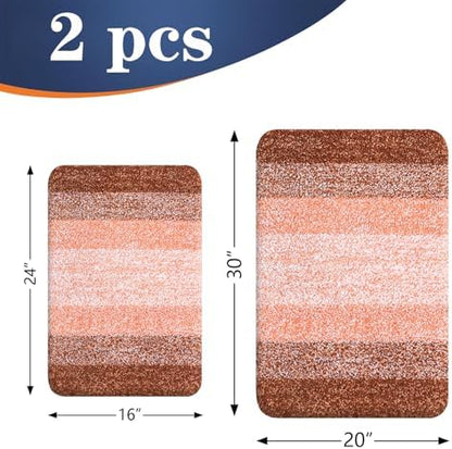 OLANLY Micorfiber Bathroom Rug Set 2 Piece, 30"x20"+24"x16"