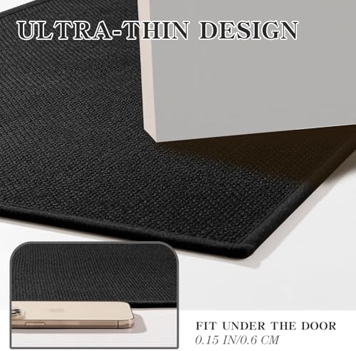 chakme Bathroom Rugs Mat U-Shaped 24x17, Ultra ThinNon Slip Bath Mat Small Quick Dry Absorbent Bath Matfor Bathroom Floor, (Black, U-24"x17")