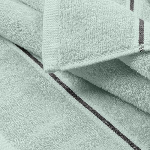 MyOwn Ultra Soft 6 Pack Cotton Towel Set, Contains 2 Bath Towels 28x55 inch, 2 Hand Towels 16x24 inch & 2 Wash Coths 12x12 inch, Ideal Everyday use, Compact & Lightweight - Sea Green