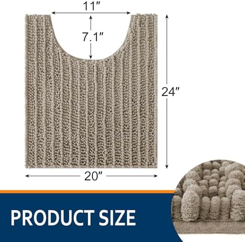 Smiry Bathroom Toilet Rugs U Shaped 24X20, Chenille Bath mats for Toilet