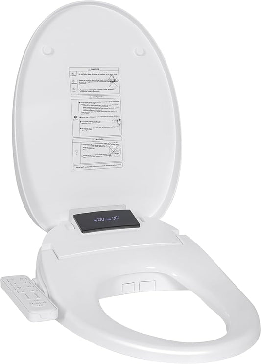 CCV Electric Bidet Toilet Seat Elongated, Warm Water Warm Air Drying, Heated Seat Bidet with Self-Cleaning Nozzle, Soft Closing Lid, Night Light,Temperature Adjustable