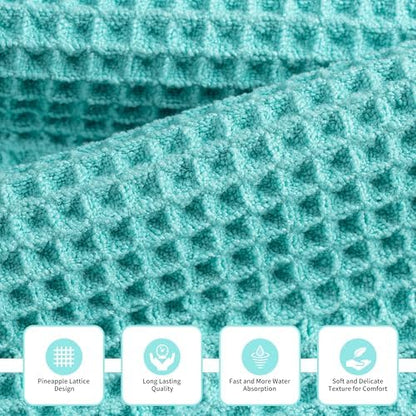MICROFI Microfiber Waffle Bath Towels, 3 Pieces, Oversized, Soft, Absorbent, Fast Drying, Lint Free, Includes Bath, Face and Hand Towels 430 GSM