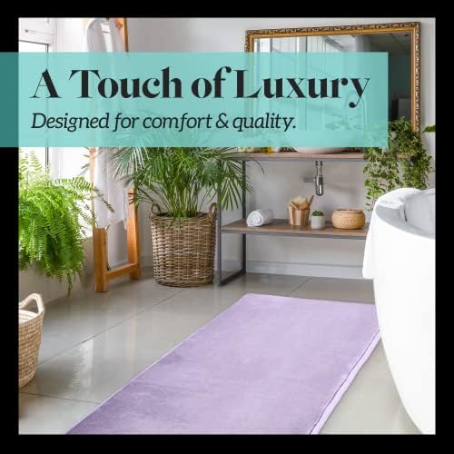 Memory Foam Bath Mat Non Slip Absorbent Super Cozy Velvet Bathroom Rug Carpet (20 inches X 32 inches, Lavender)