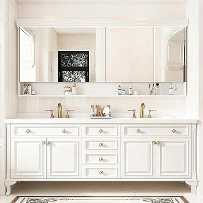48-92IN Single/Double Sink Bathroom Vanity, Defogging Smart Mirror, Modern American Free Standing Vanity with Bathroom Cabinet