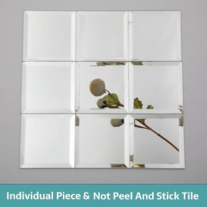 Beveled Mirror Tile, 4x4 Inch Mirror Square Tiles for Kitchen Backsplash Bathroom Shower Wall 46 Pcs, 5 SQ.FT