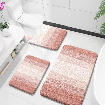 OLANLY Microfiber Bathroom Rugs Sets 3 Piece, 36"x24"+24"x16"+24"x20"