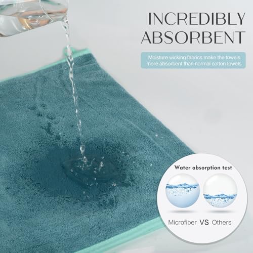 KinHwa Hand Towels for Bathroom, Microfiber Face Towels, 11x20 Inch, 2 Pack