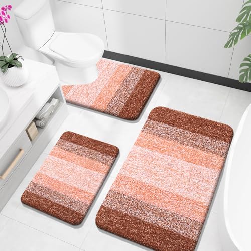 OLANLY Microfiber Bathroom Rugs Sets 3 Piece, 36"x24"+24"x16"+24"x20"
