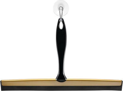 iDesign Bathroom Shower Squeegee with Wall Hook - Black/Soft Brass