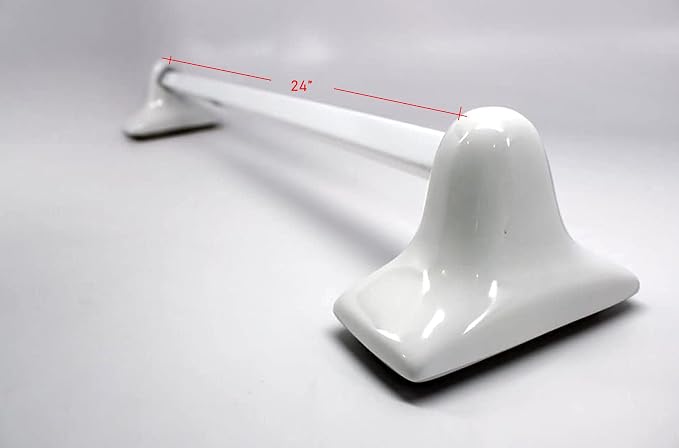 Tenedos White Glazed Ceramic Bathroom Accessory Kit - Not for Flat Surface Installation (Towel Bar)- There is an Insert that goes Inside wall- Professional Installation Needed