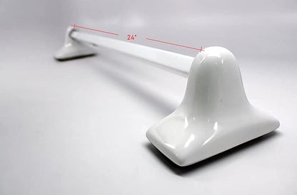 Tenedos White Glazed Ceramic Bathroom Accessory Kit - Not for Flat Surface Installation (Towel Bar)- There is an Insert that goes Inside wall- Professional Installation Needed