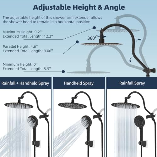 Hibbent All Metal High Pressure Shower Head, 10'' Rainfall Shower Head