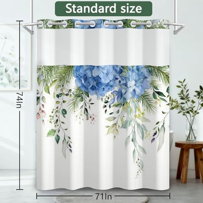No Hook Shower Curtain with Snap in Liner, 71 x 74 Inch