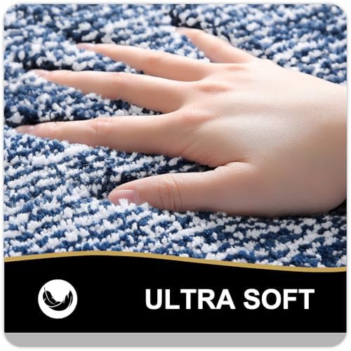 OLANLY Bathroom Runner Rugs 59x20, Extra Long Bath Mats for Bathroom, Navy