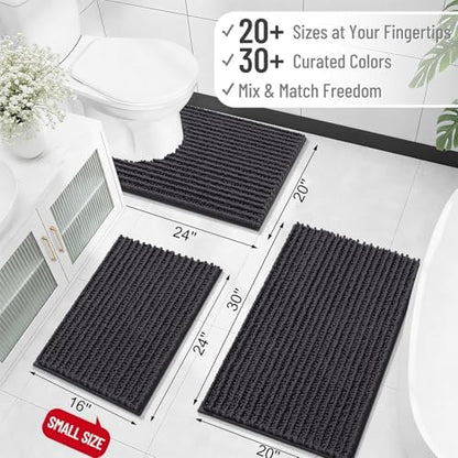OLANLY Bathroom Runner Rugs 47x20, Thick Soft Absorbent Chenille Bath Rugs