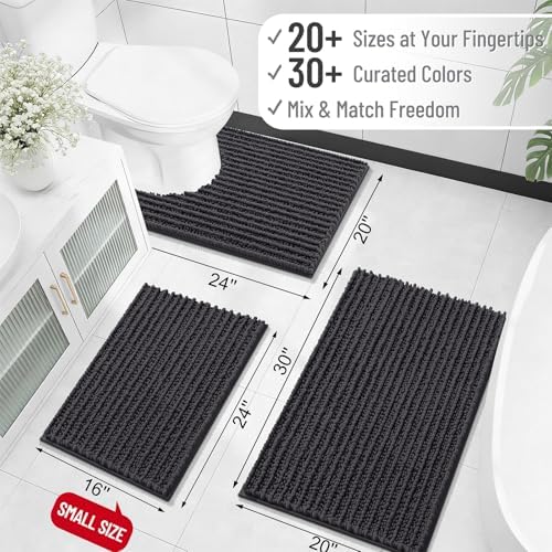OLANLY Small Bathroom Rugs 24x16, Thick Soft Absorbent Chenille Bath Rugs