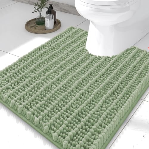 Smiry Bathroom Toilet Rugs U Shaped 24X20, Chenille Bath mats for Toilet