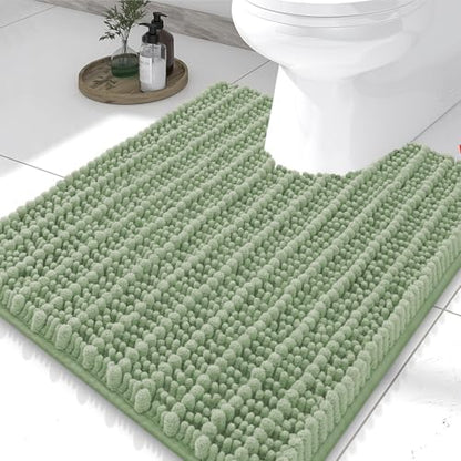 Smiry Bathroom Toilet Rugs U Shaped 24X20, Chenille Bath mats for Toilet