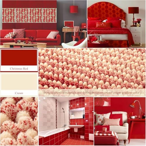 BSICPRO Bathroom Rugs, 20x32 Chenille Bath Mats, Christmas Red
