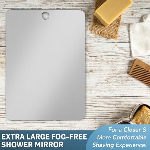 Shave Well X-Large Anti-Fog Shaving Mirror with Removable Adhesive Hook
