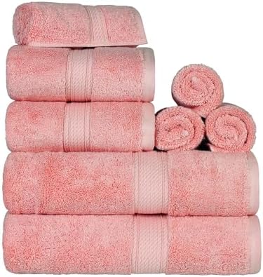 SUPERIOR Egyptian Cotton Ultra Plush & Absorbent, 8 Piece Set, Tea Rose