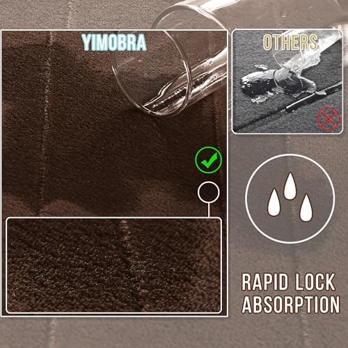 Yimobra Large Memory Foam Bathroom Mat Set, 44 x 24 & 24 x 17 in, Brown
